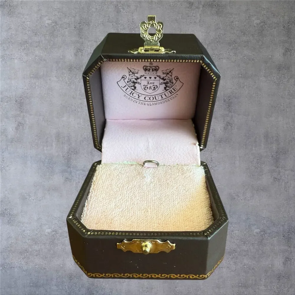 Juicy Couture Vtg Charm Box Brown Gold Crest Octagon Jewelry Case Y2K Nordstrom